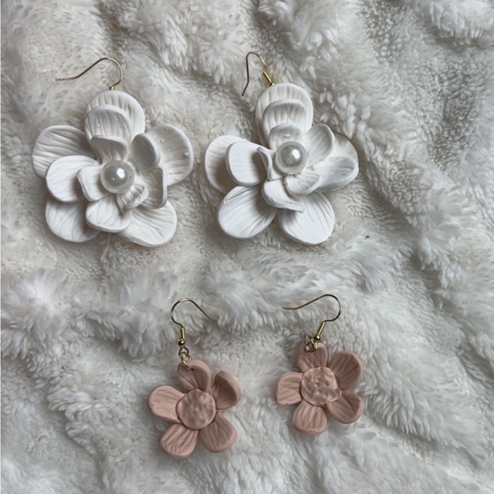 Custom handmade clay floral earrings